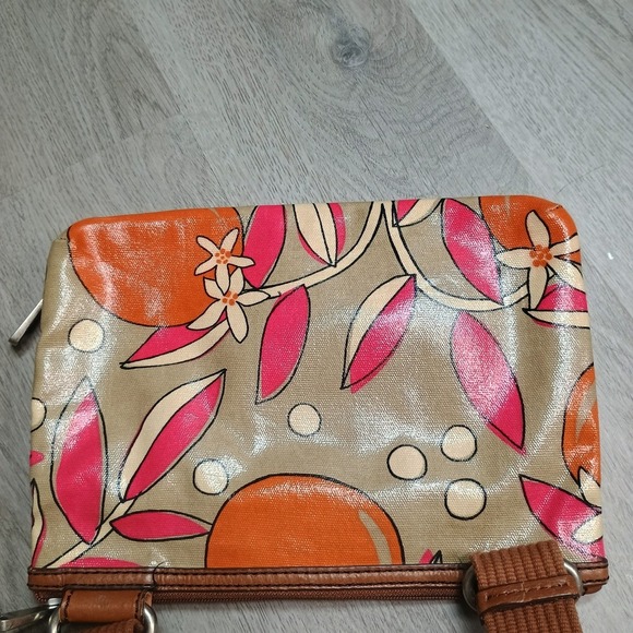 Fossil Orange Blossom Purse Shoulder Bag Floral * Flaws* - Picture 10 of 12